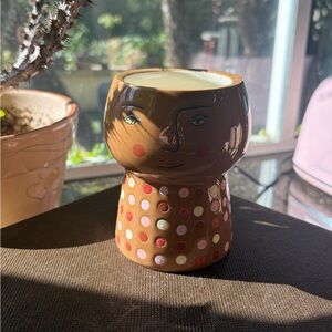 Small Opalhouse Ceramic Face Planter - Brown and Pink